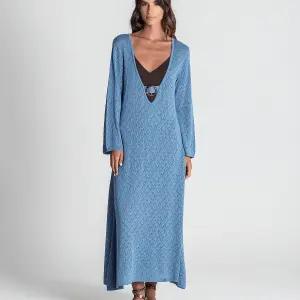 Vestido comprido perfurado