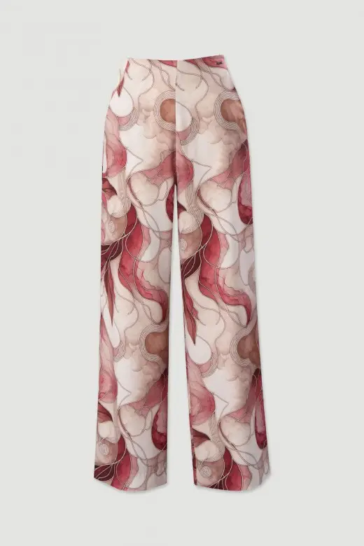 Calça Ferrache wide leg fluida estampada