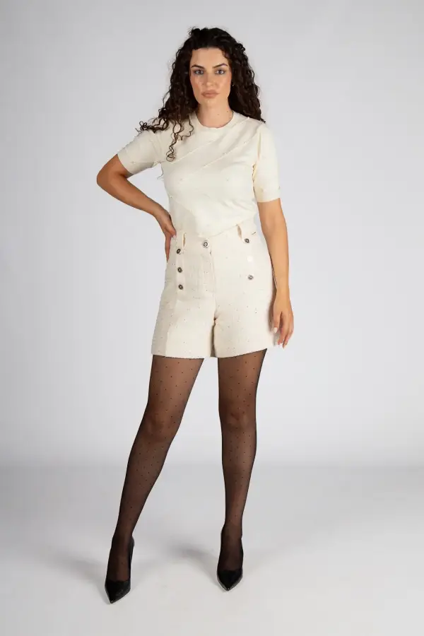 Calções de tecido pérola Silvina Campos