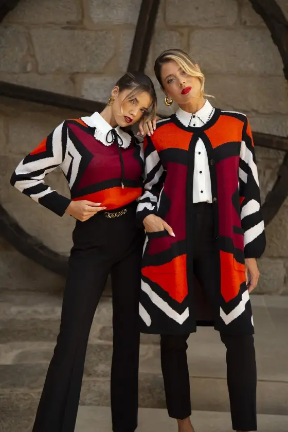 Camisola de malha padrão geométrico Silvina Campos