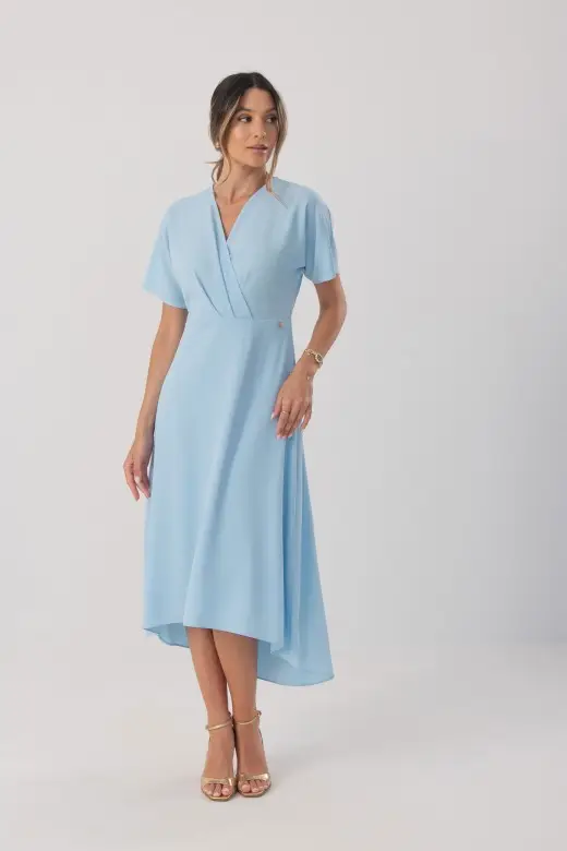 Vestido Ferrache midi cruzado com manga curta