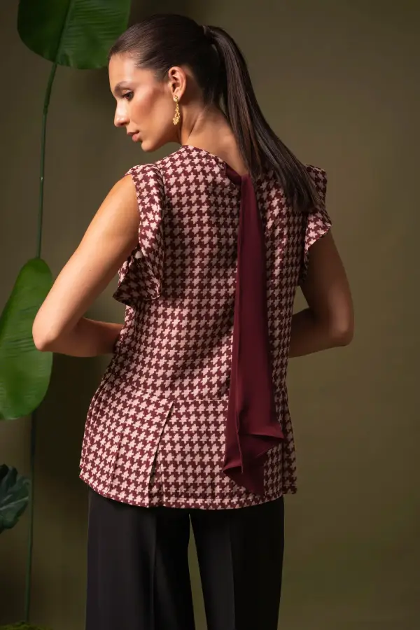 Túnica Ferrache fluida estampada com laçada nas costas