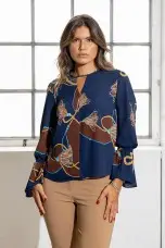 Túnica Silvina Campos estampado equestre