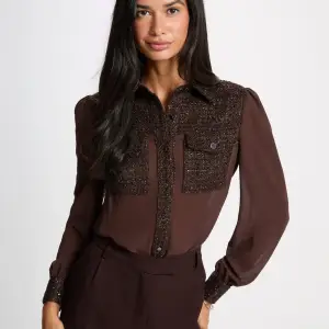 chemise tweed col a revers marron fonce femme vue1 32536311073941088