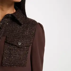 chemise tweed col a revers marron fonce femme vue4 32536311073941088