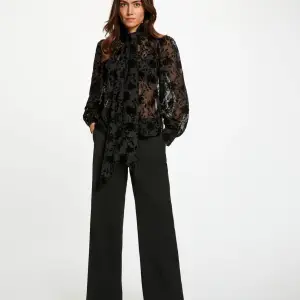 pantalon droit satin noir femme vue1 32536311073030979