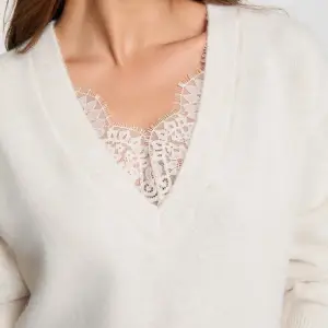 pull col v manches longues ivoire femme vue4 32536311074120978