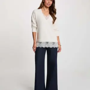 pull col v manches longues ivoire femme vue5 32536311074120978