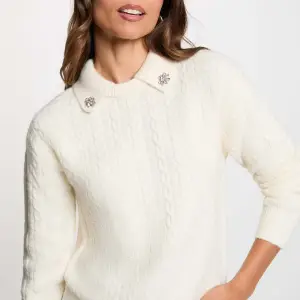 pull torsade col a revers ivoire femme vue1 32536311073800978