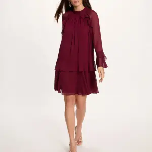 robe courte fluide prune femme vue2 32536311072821258
