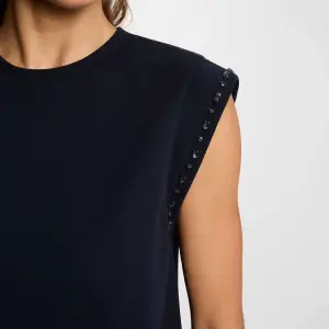 t shirt col rond strass bleu marine femme vue4 32536311068341239