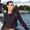 veste ajustee col rond marron fonce femme vue1 32536311040341208
